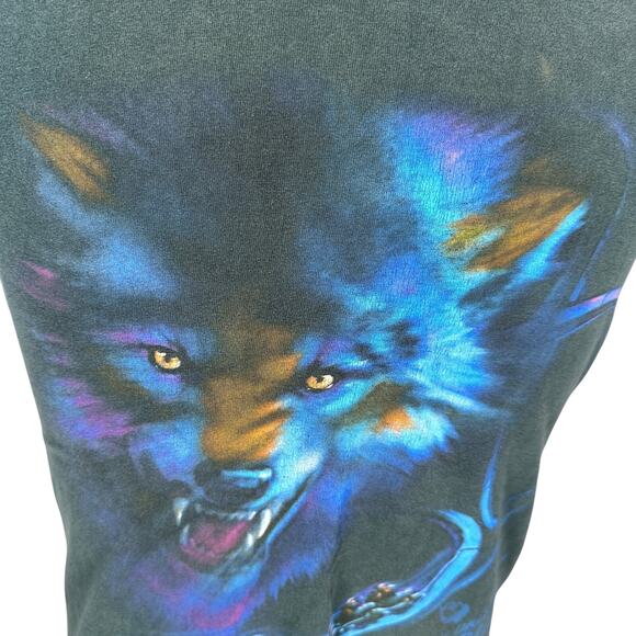 Vintage The Big Bad Wolf Busch Gardens T-Shirt Men’s Small Green Roller Coaster - Picture 2 of 10